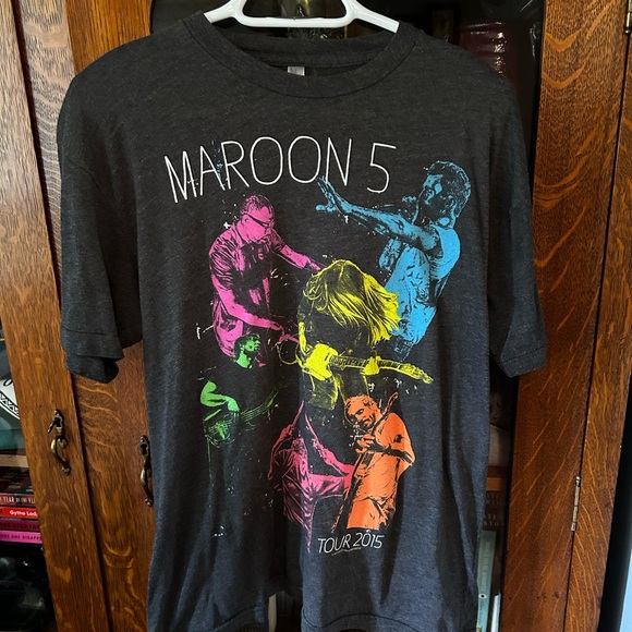 Tops - Rare Maroon 5 Unisex Graphic Tour T-Shirt Charcoal Gray